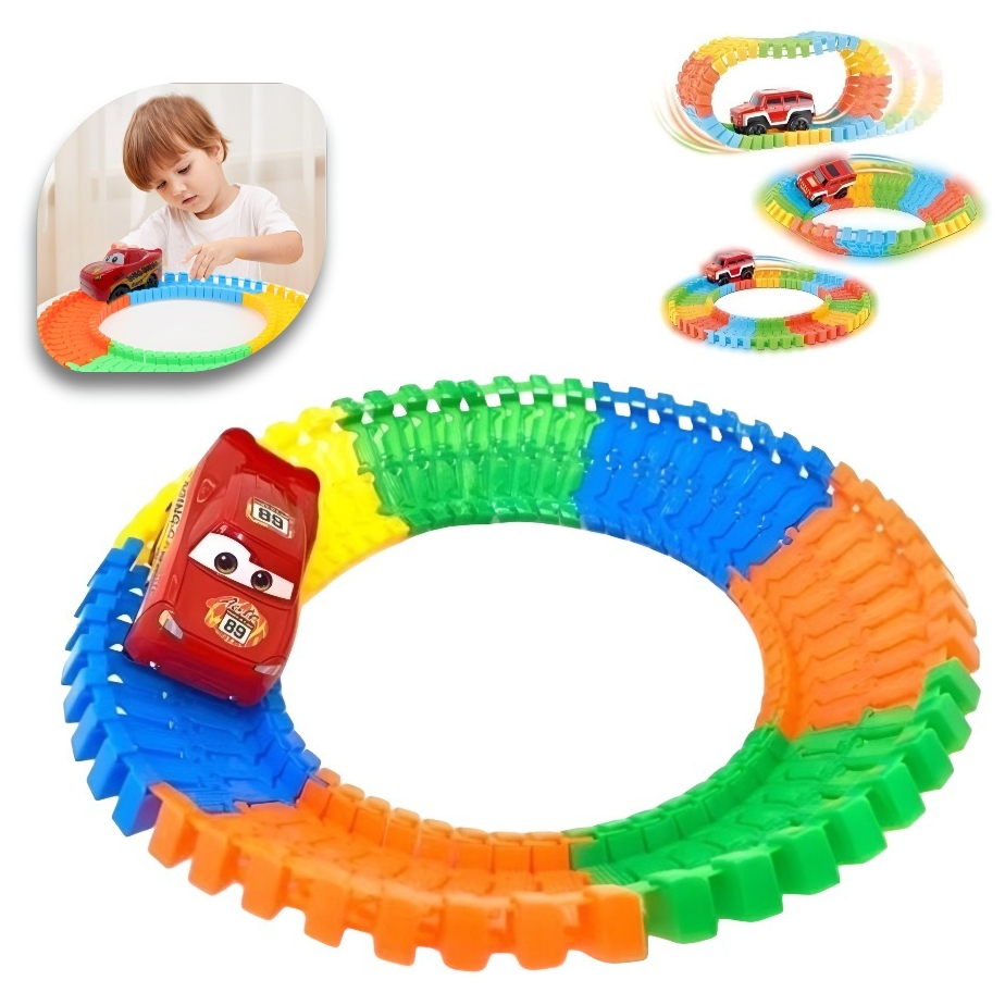 Pista Maluca Relâmpago McQueen 56 Peças Com Carrinho MacQueen LED Carros em Oferta na Shopee