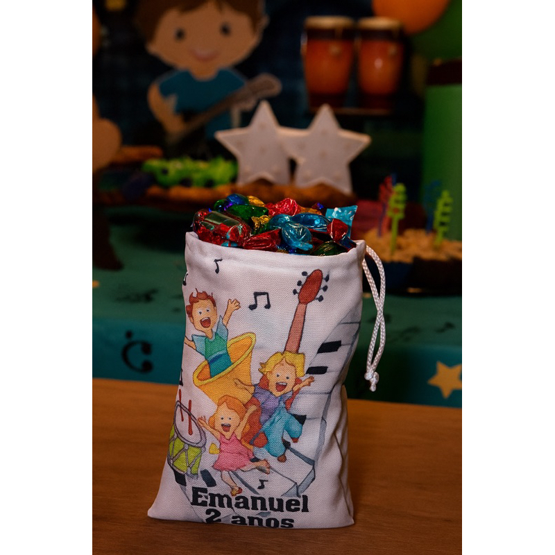 Lembrancinha Personalizada Musical - Sacolinha Surpresa Música- Mini Sacolinhas personalizadas FAZEMOS TODOS OS TEMAS