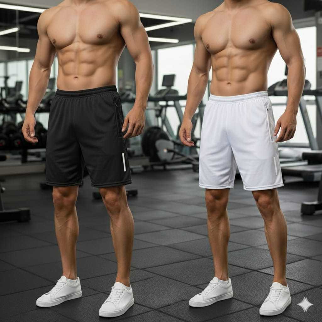 Kit 2 ou 1 Short Masculino Academia Treino Corrida Esportivo Com Zíper e Refletivo Bermuda Chimpa Dry