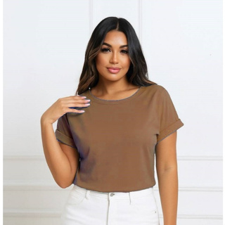 Blusa Decote RedondoTshirt Basica Casual Manga Japonesa em Oferta na Shopee