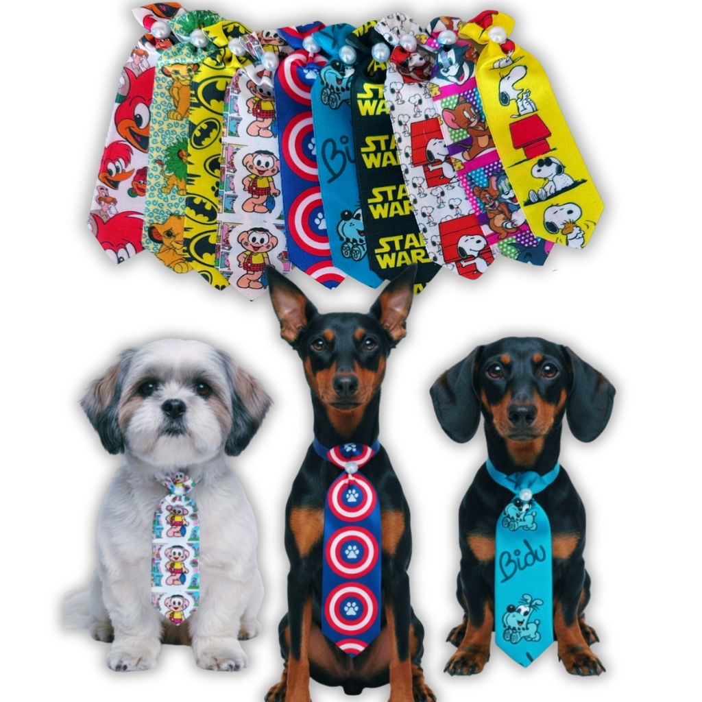 Kit Gravatas Pet Shop M Cetim Sortido para Cães e Gatos - Acessório Para Banho e Tosa em Oferta na Shopee