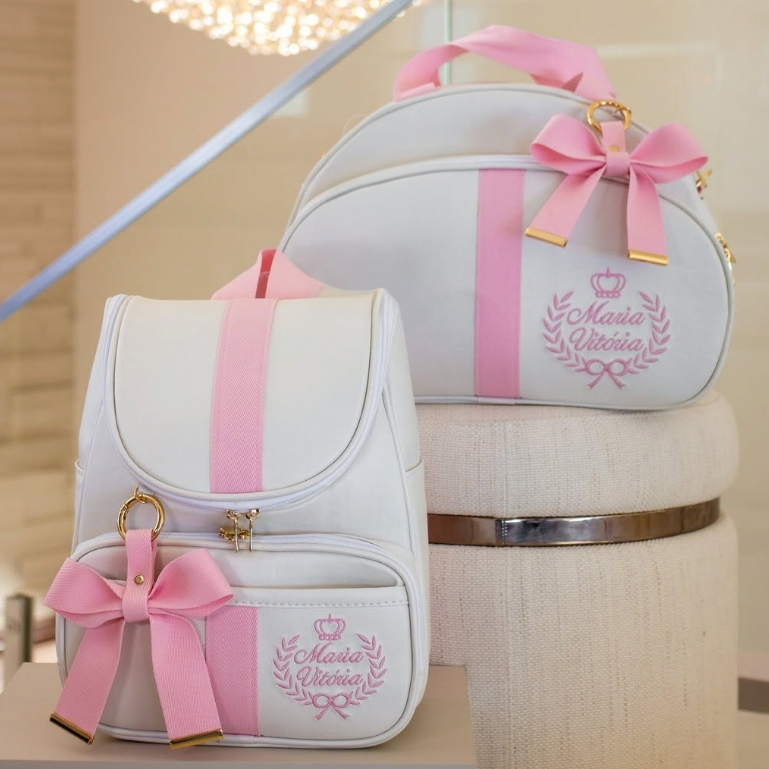 Kit Maternidade 2 Peças Bolsa e Mochila Personalizado Térmica Impermeável, Coleção Imperial