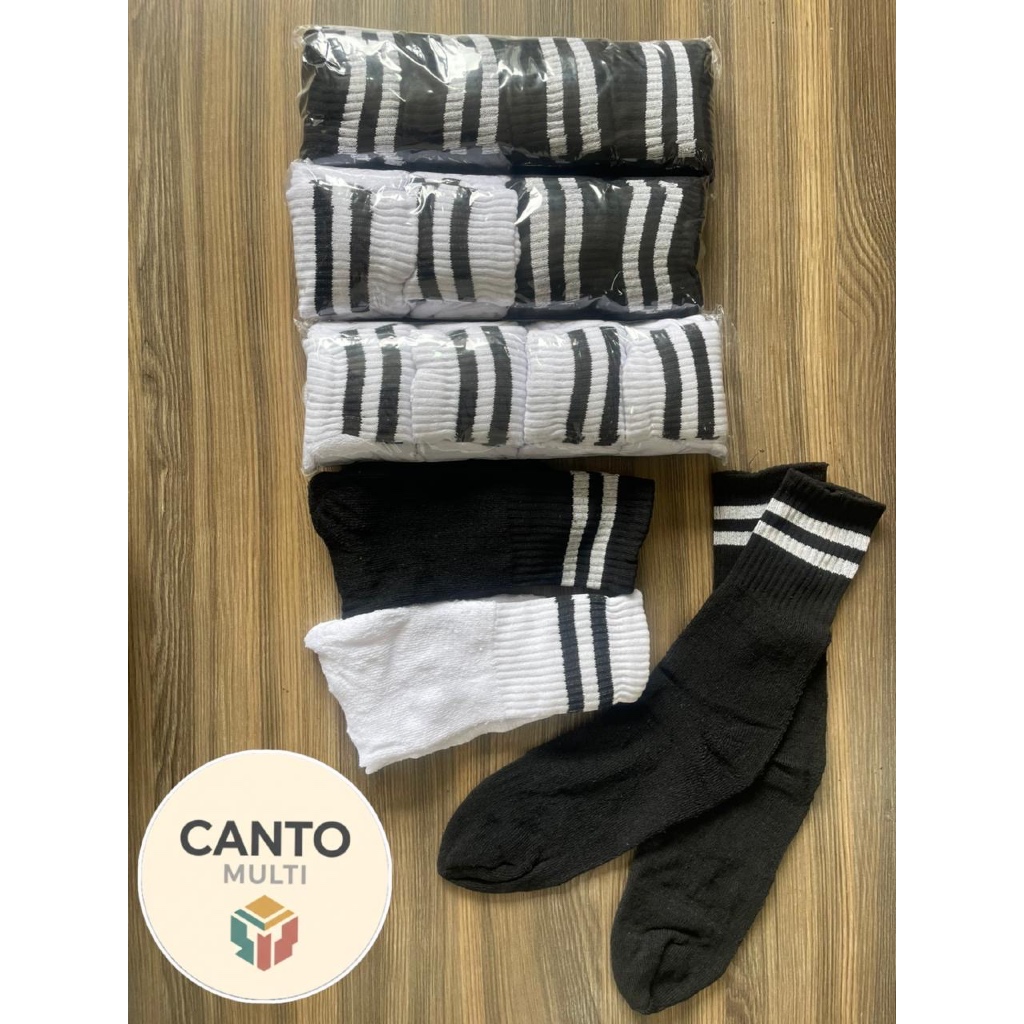 Kit 1 Até 4 Pares de Meias Listrada Confortável Cano Médio em Oferta na Shopee