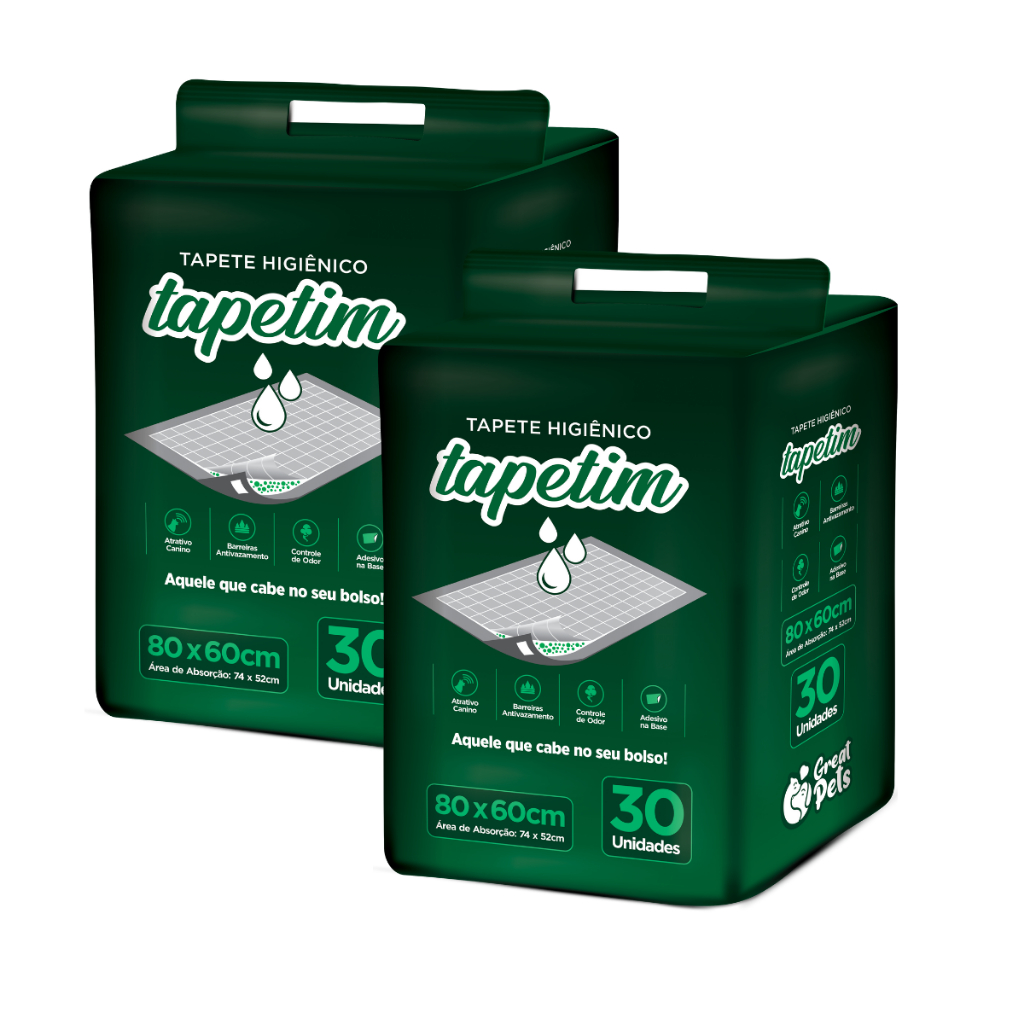kit 2 Tapetes Higiênico 80x60 - 60 unidades Tapetim para Cães e Gatos Pets Grande - Envio Imediato em Oferta na Shopee