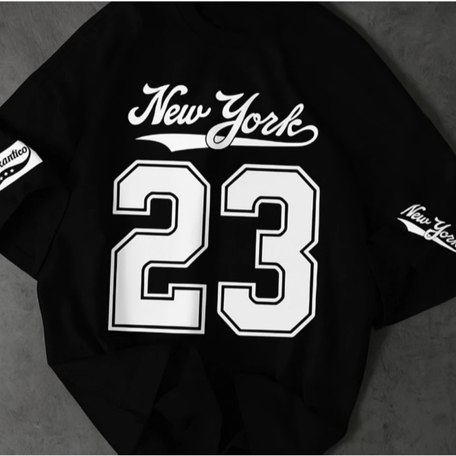 Camiseta New 23 City Moda Gringa Estilo de Rua Fulgada Oversized - Camisa de Malha   100% Algodão - Envio Imediato -