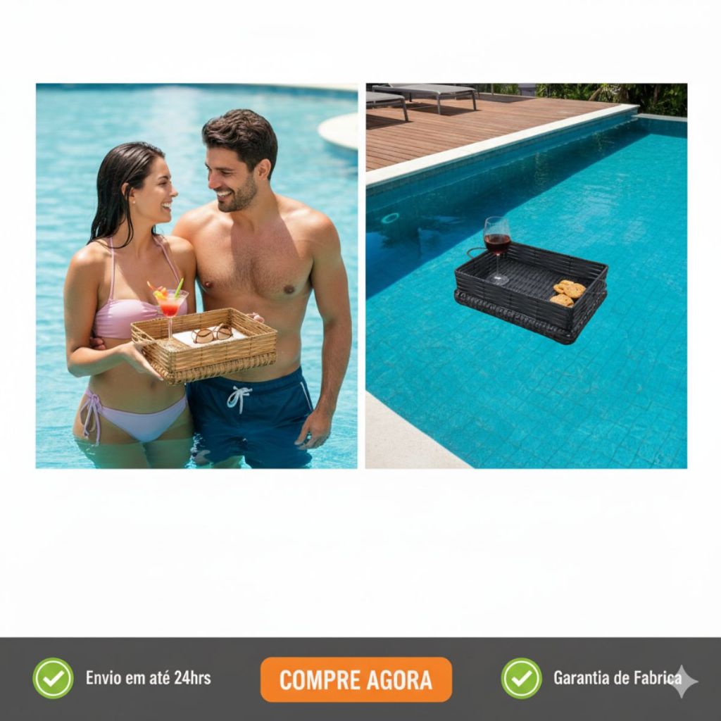 Bandeja Flutuante Decorativa Junco Sintético Vip Designer Lazer Piscina e Banheira
