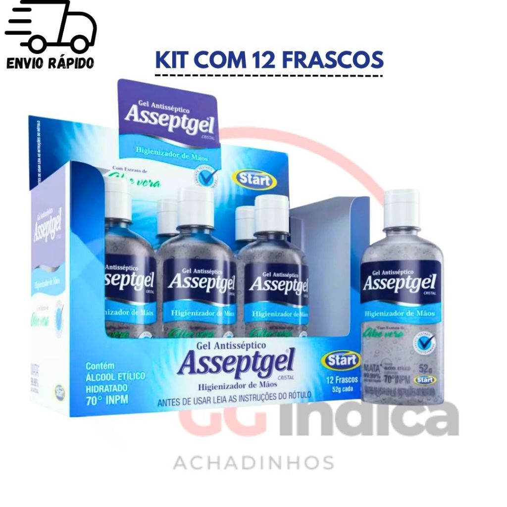 Álcool em gel de bolso Asseptgel start 52g 12 unidades