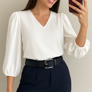 Blusa Feminina Manga 3/4 Novas Cores Verão Em Tecido Crepe Social Elegante Moda Evangélica em Oferta na Shopee