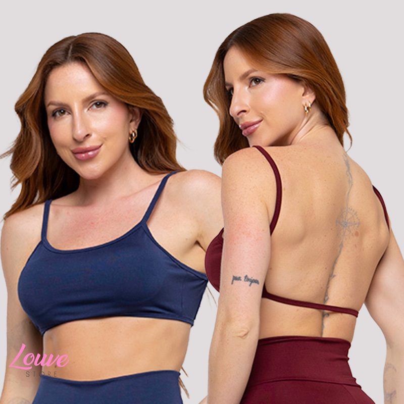 Kit 2 Top Costas Nua Fitness Alcinha Feminino Academia em Oferta na Shopee