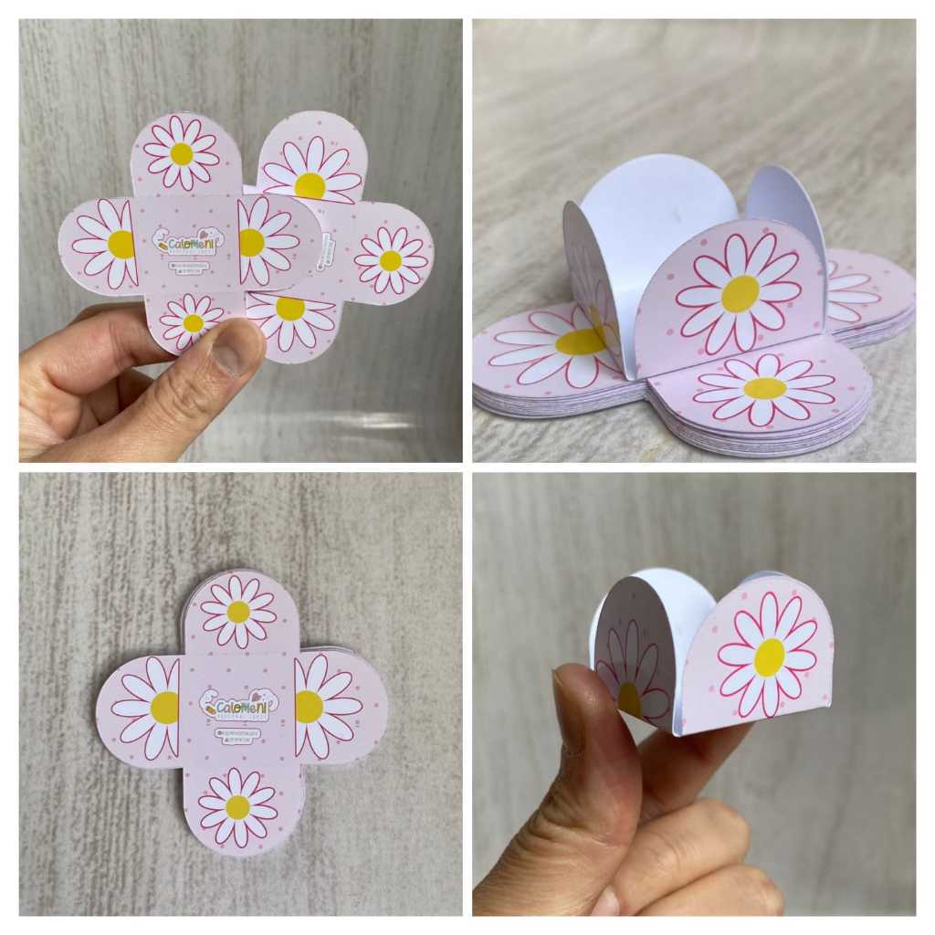 Forminhas de doce Personalizadas Margaridas Flor Rosa/Chá de bebê 4 Pétalas Festa, Aniversário/Lembrancinhas Mesversário