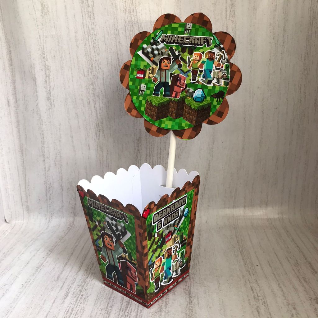 Centros de mesa Cachepot Minecraft Games TNT Personalizado com Nome | Cachepot Festa Infantil Chá Aniversário Decoração