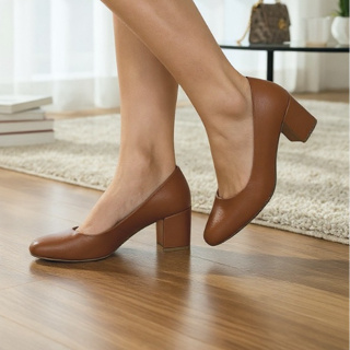 Sapato Feminino Scarpin Salto Médio Palmilha Ortopédica  Confort Antiestresse Protetor de Calcanhar em Oferta na Shopee