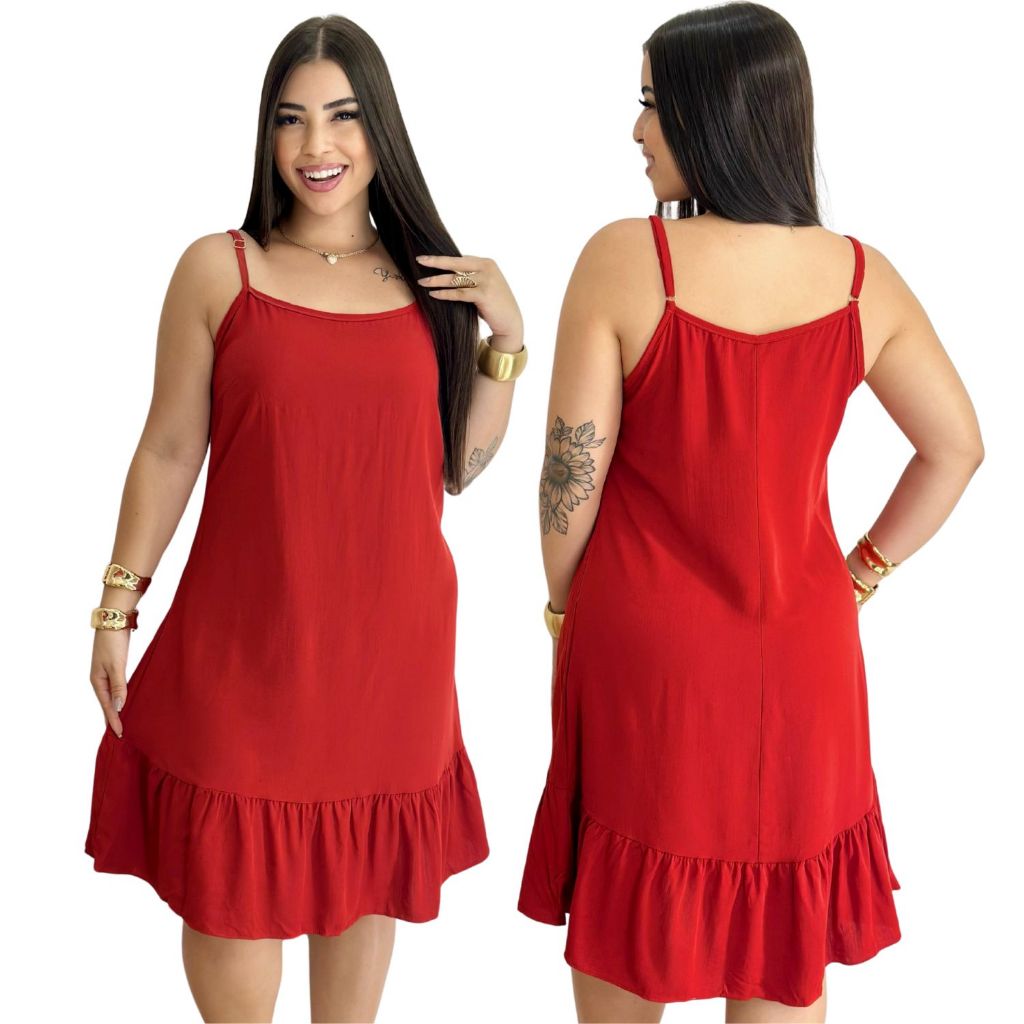 Vestido Curto Feminino Leve e Elegante com Alça Regulável Leve e Estilo Romântico Look Blogueira em Oferta na Shopee