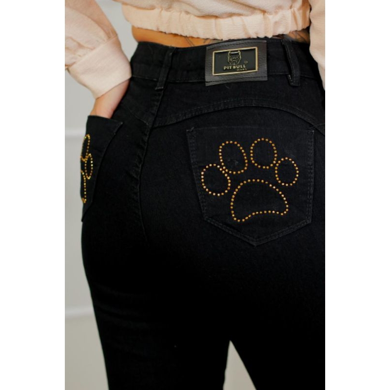 Calsa Jeans Preta da Pit Bull Feminina Cintura Alta Levanta bumbum com Laicra