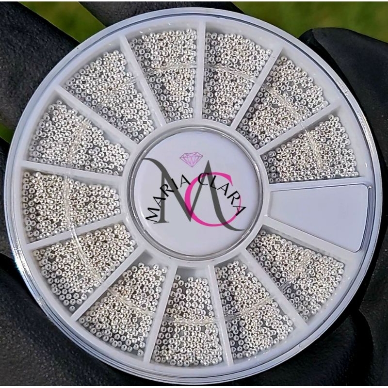 Disco Pedrarías Caviar Metal 1mm, Prata joias para unhas e nail art, Pedrarias para Unhas, nail, joias, Pedrarias Unhas