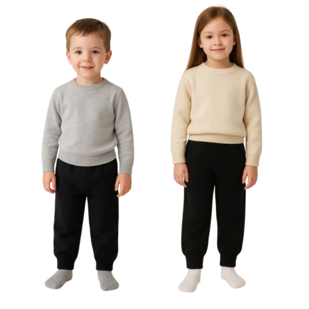 Calça Térmica Infantil Segunda Pele Tricô Inverno Quente Confortável Unissex Frio Lisa Macia Oferta