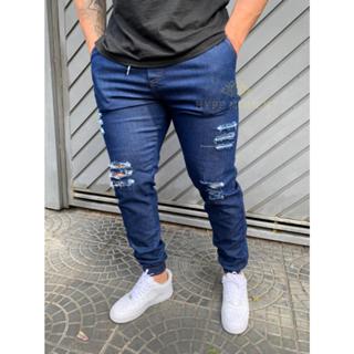 Calça Jogger Masculina Casual | Sarja com 4 Bolsos e Cordão em Oferta na Shopee