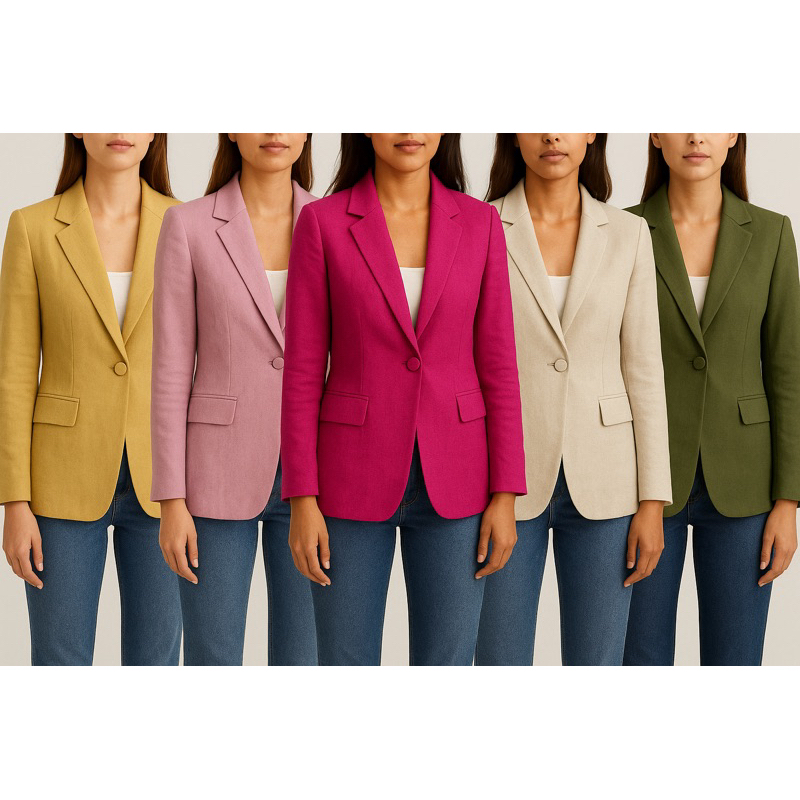 Blazer Feminino Linho alongado Social Casual Terninho Alfaiataria Elegante Confortável Tra...