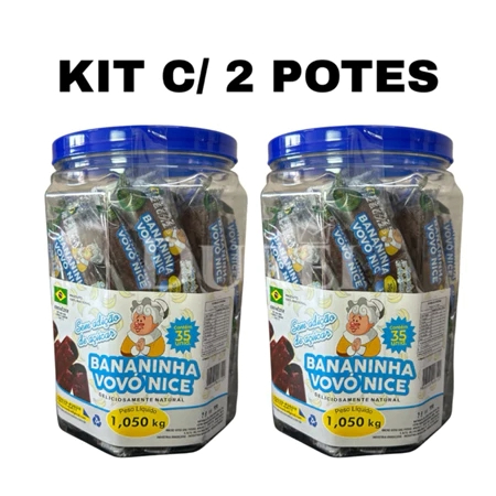 Kit 2 Bananinhas SEM Açúcar Pote com 35 unidades Cada - Vovó Nice em Oferta na Shopee
