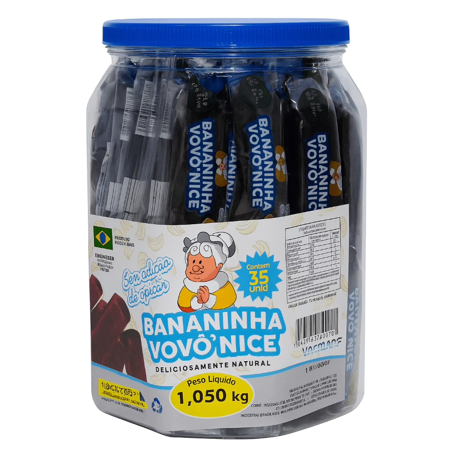 Pote Bananinha Sem Açúcar 1.050Kg Vovó Nice - Com 35 Unidades