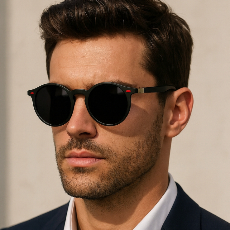Oculos de Sol Redondo Preto Polarizado Premium Tendencia Esportivo Moderno Uv400 Masculino Feminino