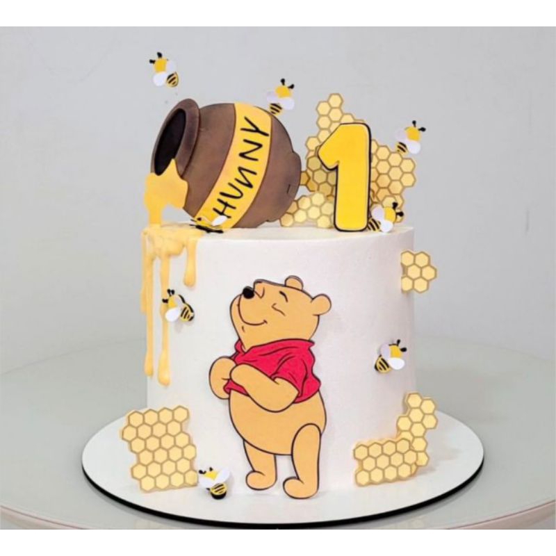 Topo de Bolo Mesversário Ursinho Pooh Personalizado – Tema Ursinho, Bebê, Aniversário Infantil-topo de  mesversario