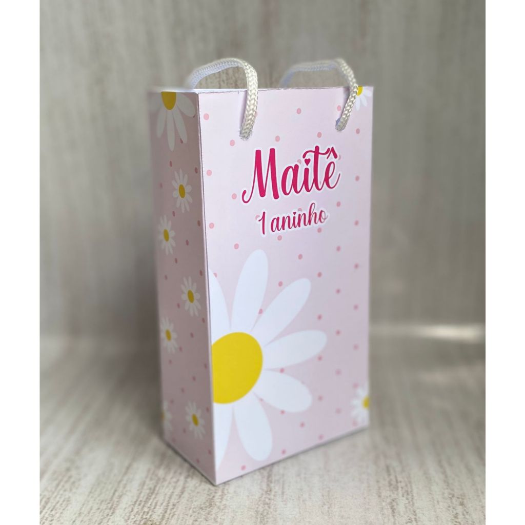 Sacolinhas Surpresas P Margaridas ROSA Personalizada com nome Festa Infantil Chá Aniversário Lembrancinhas