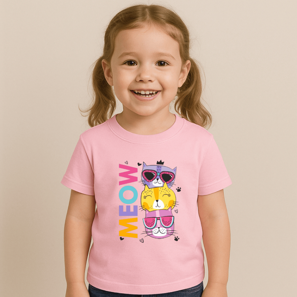 Camiseta Infantil Juvenil Pra Menina de Gatinho Camiseta Feminina Blusinha Pra Menina Meow Gatinhos
