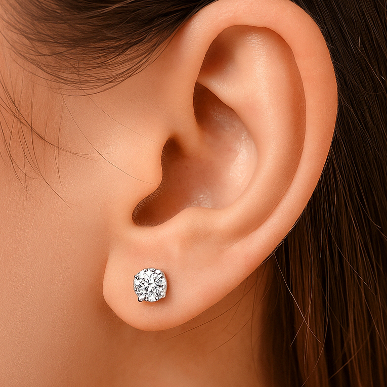 Brinco de Pedrinha Zircônia Masculino Feminino Banhado a Ouro18K Par