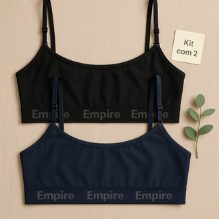 Kit 2 Top Feminino Forrado de Microfibra Sutiã Sem Bojo Top Fitness de Academia Adulto e Juvenil