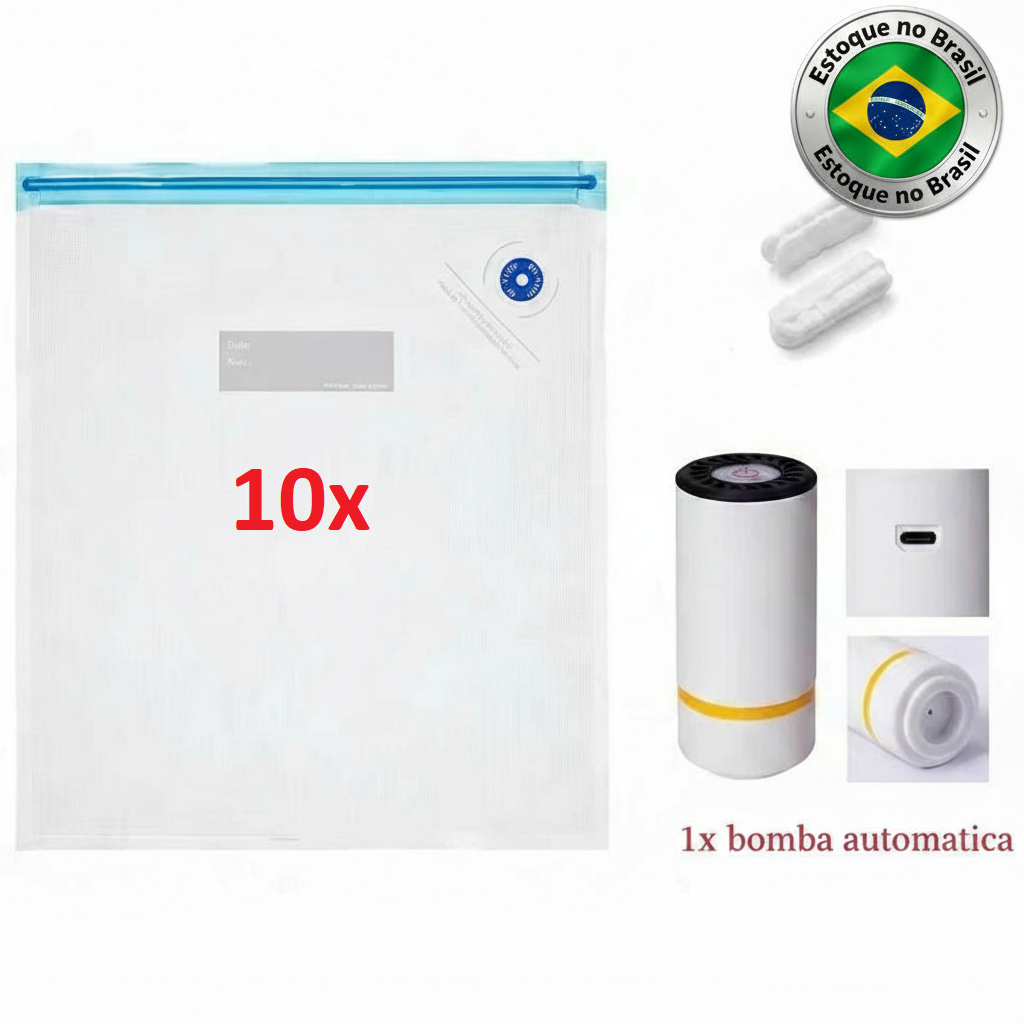 🔥 10 Sacos a Vácuo com Bomba Automática para Filamento 3D PLA PETG ABS - Antiumidade