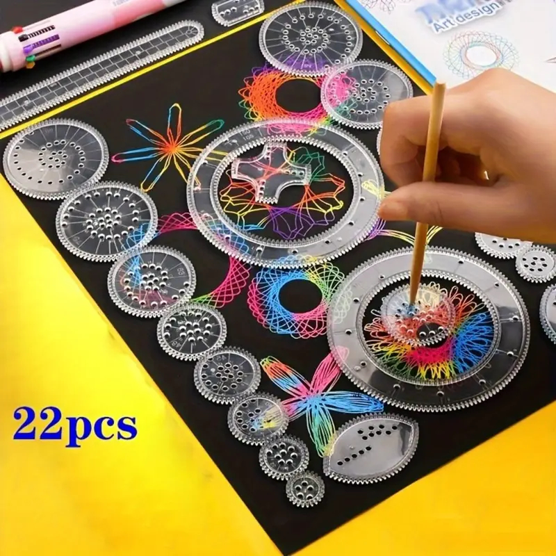 Kit 22 peças/conjunto Régua Mágica Colorida Conjunto de Pintura Scratch - Ferramentas de Desenho de Cópia Manual