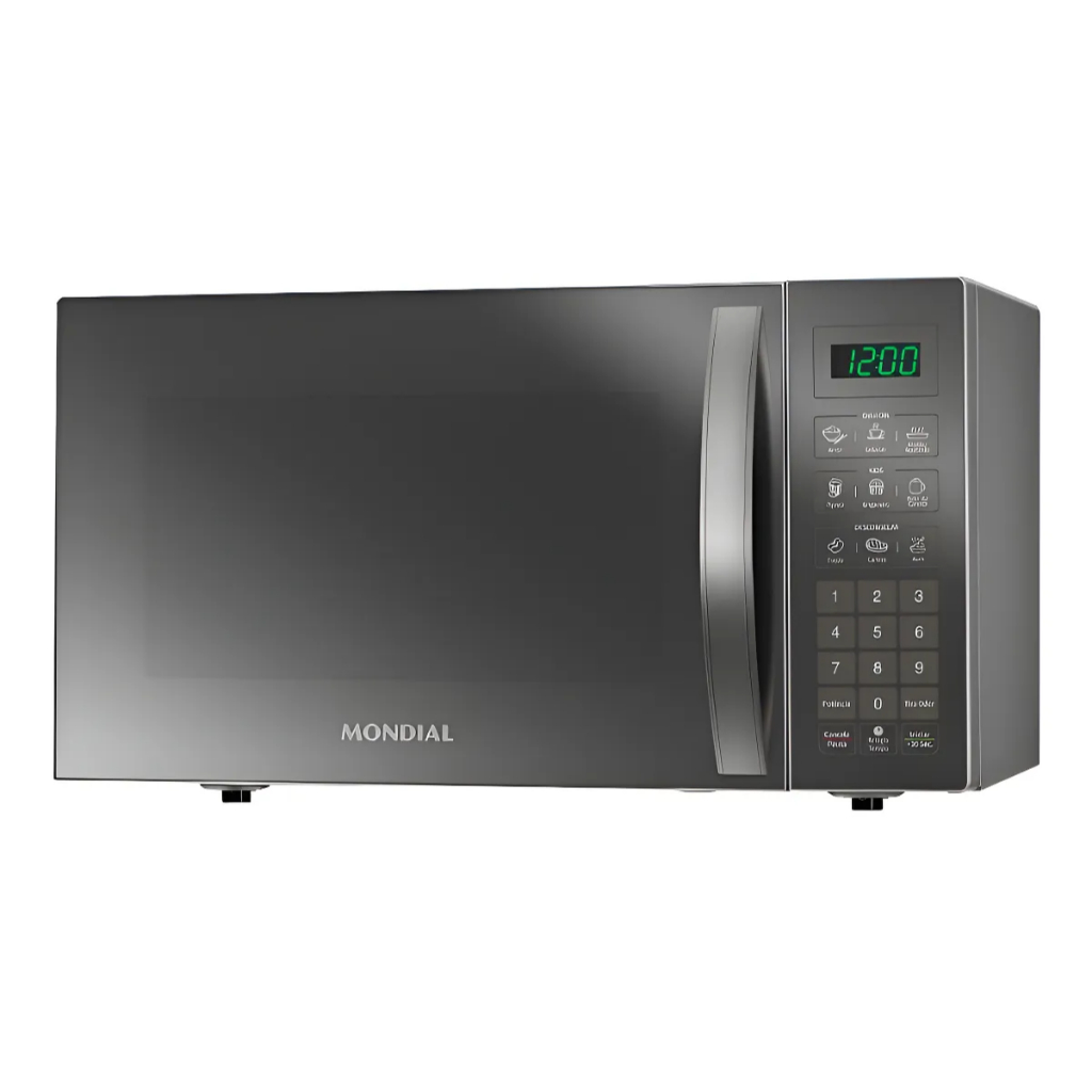 Micro-ondas Mondial 34L Espelhado 127V – 1400W, Painel Digital, Função Tira Odor e Menu Dia a Dia