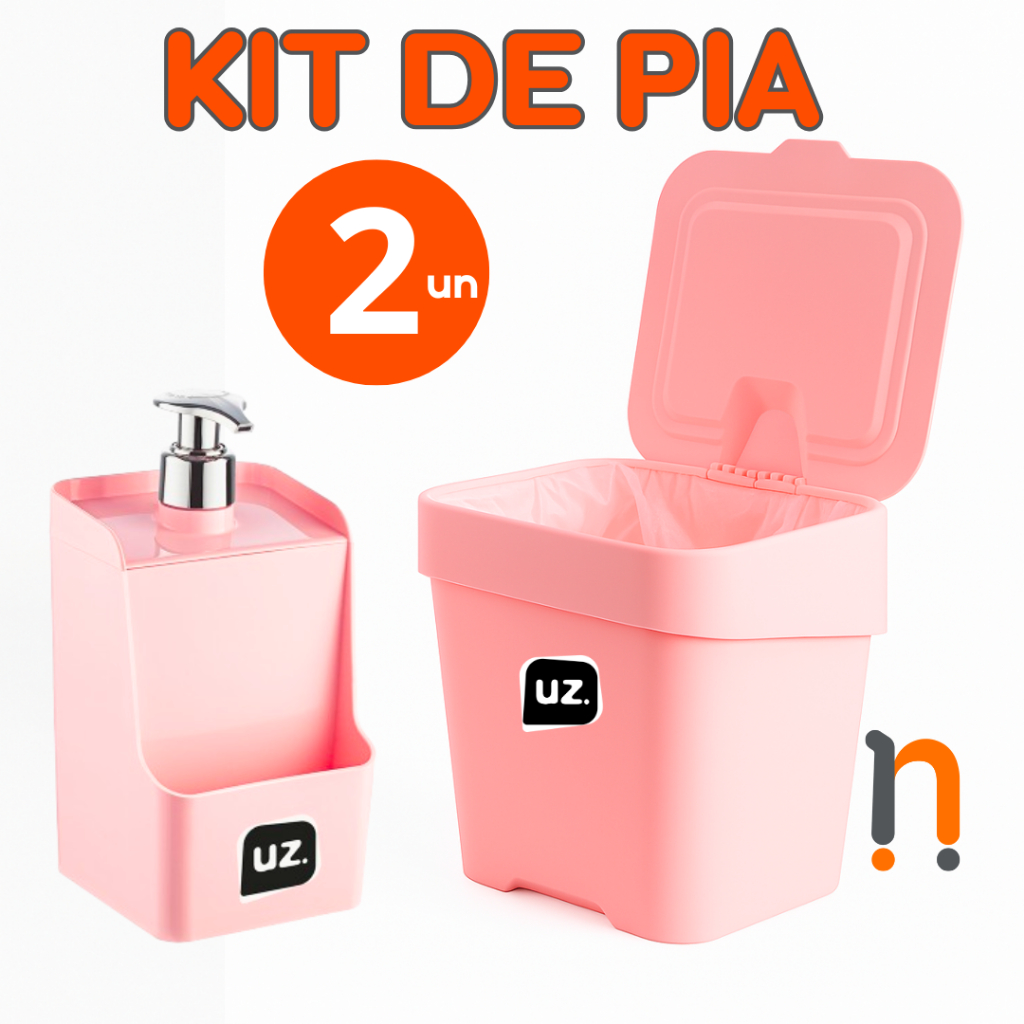 Kit 2 peças Porta Detergente Pia Cozinha Lixeira Kit Coisas de Cozinha