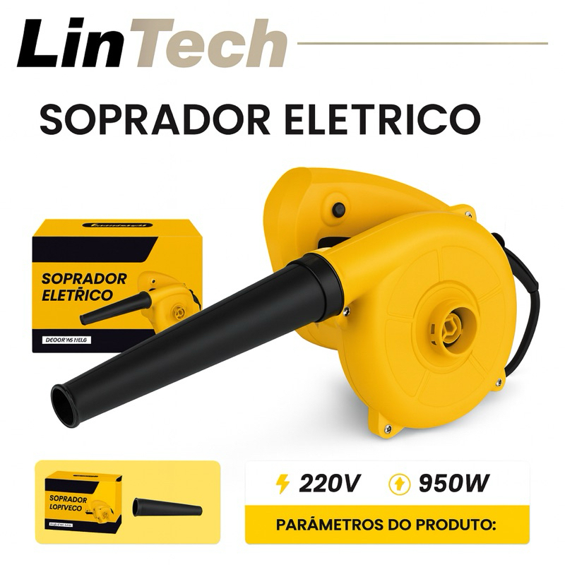Soprador E Aspirador De Folhas Elétrico Ajustável 650W Alta Potência Profissional 110V/220V