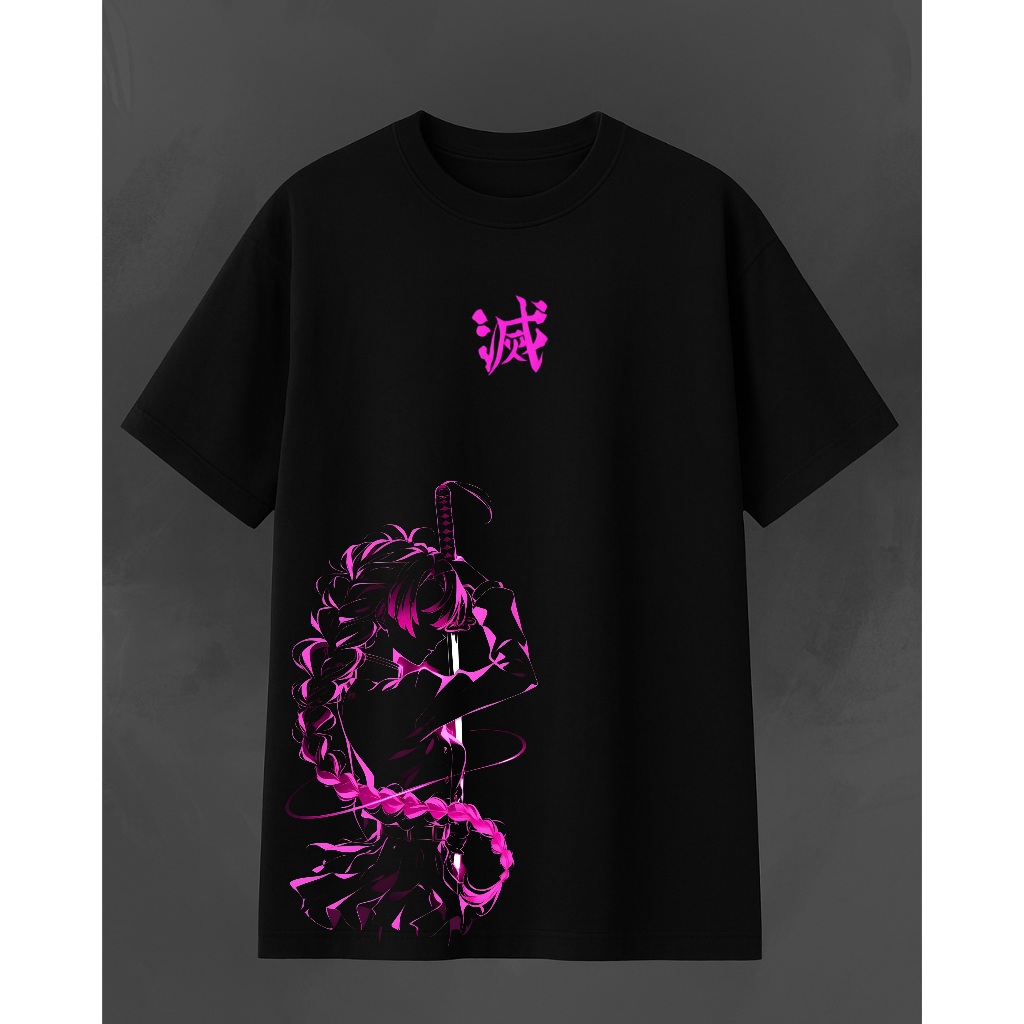 Camiseta Oversized Anime Demon Slayer Kimetsu no Yaiba Zenitsu Tanjiro Inosuke Mitsuri Unissex
