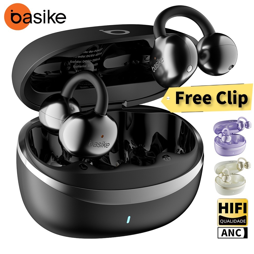 Basike Fones De Ouvido Fon227 Sem Fio TWS Tipo Clipe Fone Bluetooth 5.4 Controle Toque Longa Vida Útil Da Bateria Mic em Oferta na Shopee