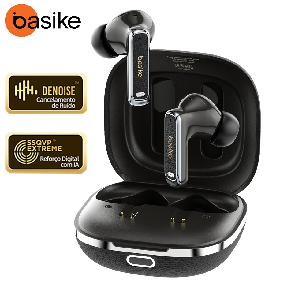 Basike Fone de Ouvido Sem Fio Bluetooth V5.4 TWS com Controle por Toque, 4 Microfones, Redução de Ruído em Chamadas HD em Oferta na Shopee