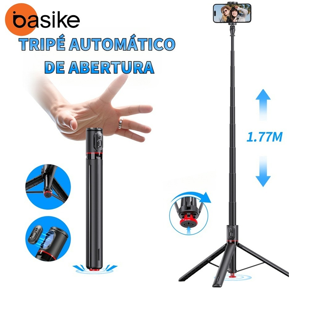 Basike Pop-up automático Bastão De Selfie E Tripé Selfie Stick para celular 360 ° Rotação Com Controle Bluetooth 177CM em Oferta na Shopee