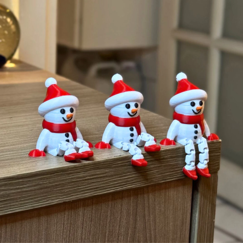 Boneco de Neve Articulado Natalino | Sentado com Pernas Articuladas | Decoração De Natal — imagem 1