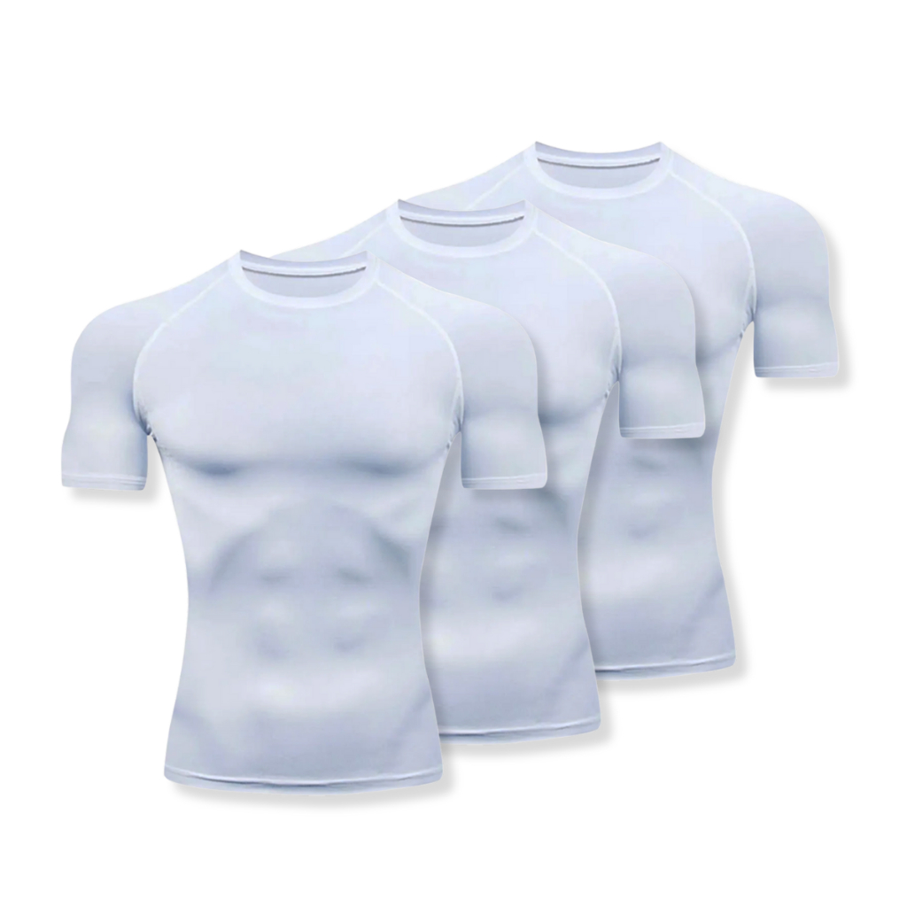 Kit 3 Camisas Compressão Masculina Dry Fit Treino Academia Manga Curta Fitness Branca