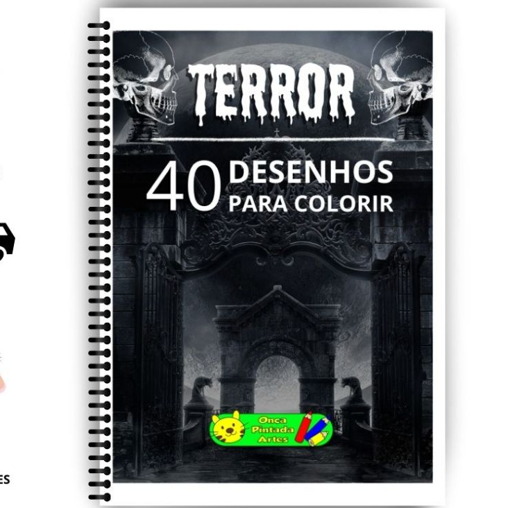 Livro de Colorir Terror A4 40 Desenhos — Ideal para +15 Anos • Presente Sombrio em Oferta na Shopee