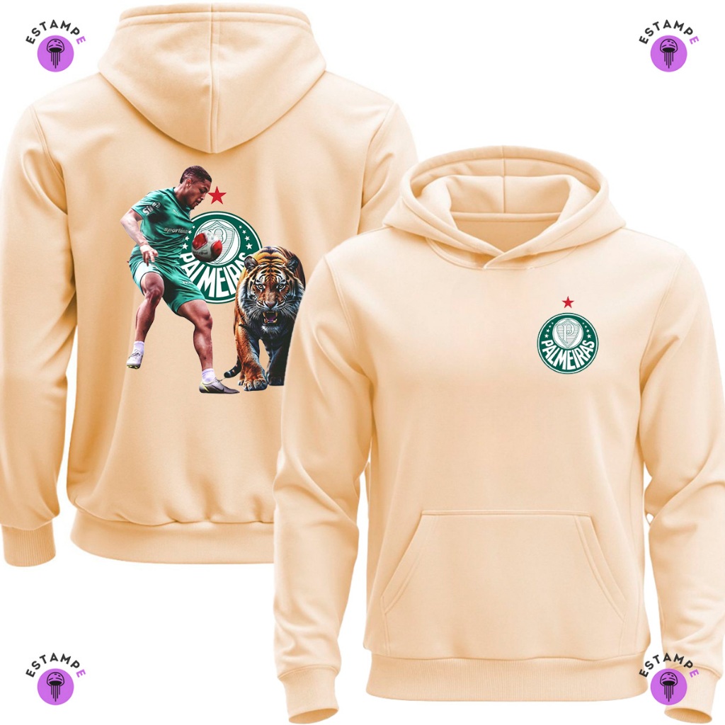 Moletom Canguru Adulto Palmeiras Vitor Roque Tigrinho Verdão Futebol Blusa De Frio Agasalho Casaco Unissex