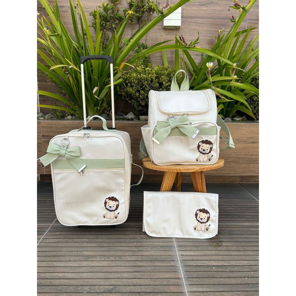 kit mala de rodinhas 3 peças mala trocador e mochila paris