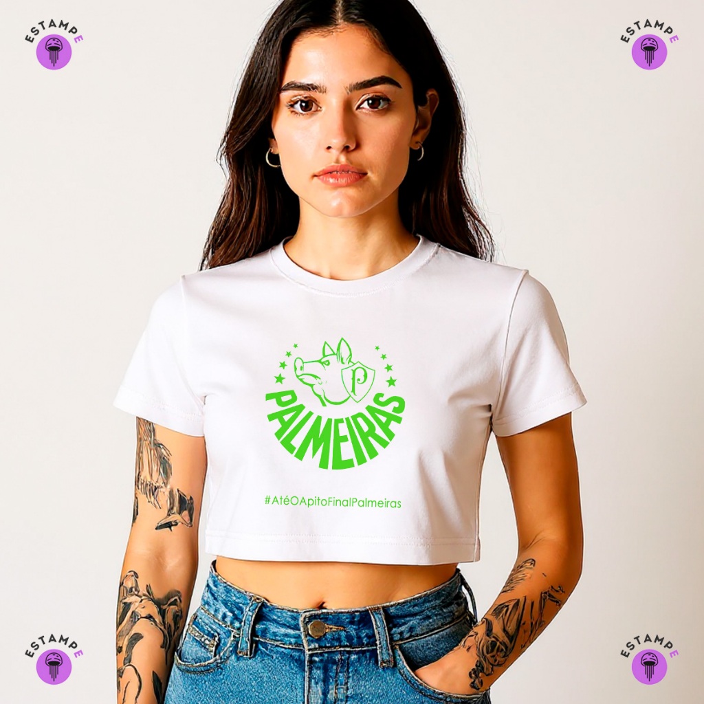 Camisa Camiseta Cropped Palmeiras Porco Avanti Blusa 100% Algodão Premium Adulto Feminino