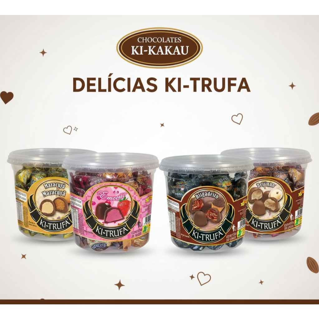30 UN DE TRUFAS DE CHOCOLATE POTE 510G -KITRUFA KIKAKAU em Oferta na Shopee