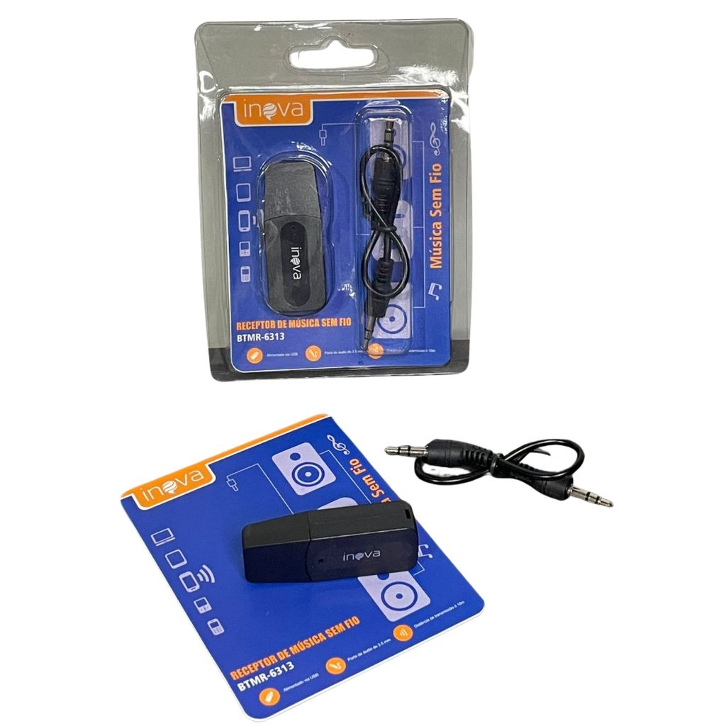 Adaptador Bluetooth Receptor De Música Inova BTM-6313 P2 Som Carro E Caixa De Som