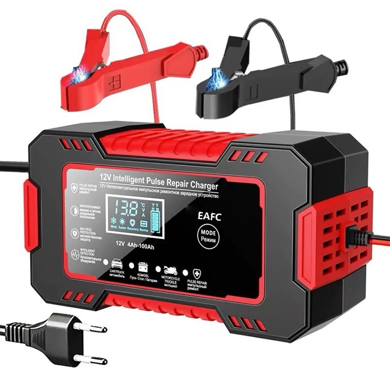 Carregador de bateria automotivo inteligente 12 V Display Digital Automático Energia Reparação Puls-envio imediato