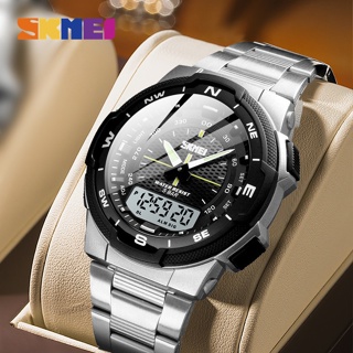 SKMEI Relógio Digital Masculino Esportivo Aço Inoxidável à Prova d'Água 50M com Duplo Display em Oferta na Shopee