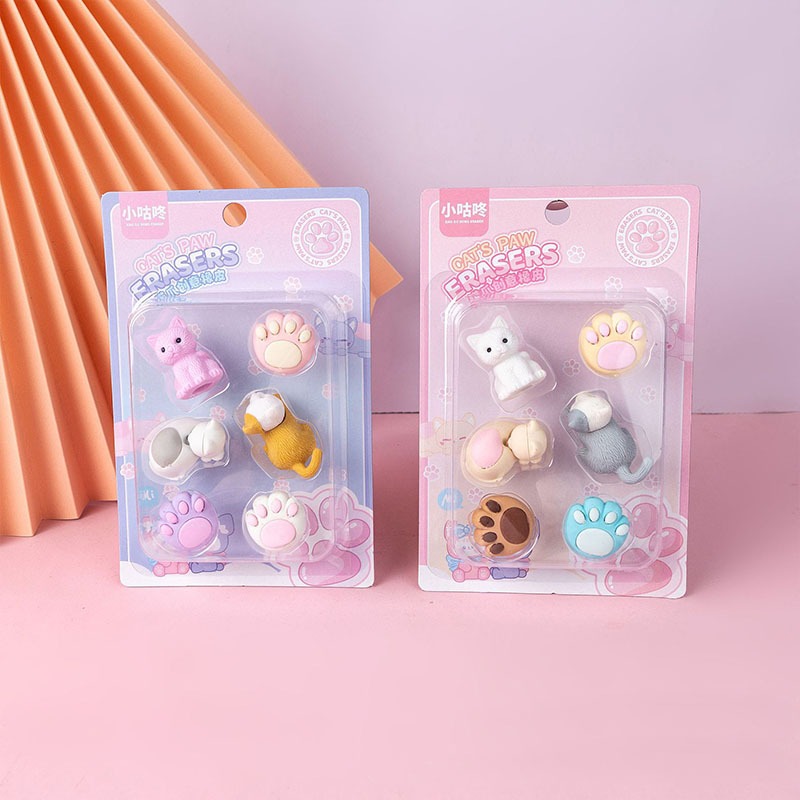 Super Kit 6 Apagadores Montaveis Formas de Gato e Patinha Presente Criativo em Oferta na Shopee